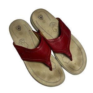 Ariat Thong Sandals Shoes Flip Flop Red Leather Women's Size 8 Style 97021